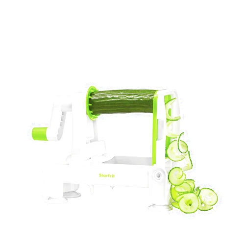 Starfrit Pro Foldable Spiralizer - Create Healthy Veggie Noodles and Spiral Slices - 3 Blades - Collapses for Easy Storage