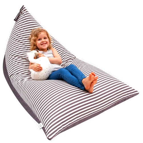 Huddle Supply Co HUDDLE Original Stuffed Animal Bean Bag Storage Extra Large Designer Beanbag Chairs for Kids Teens & Adults | Instant Clutter Clear for Stylish Moms - Stuffed Animal Storage Bean Bag Chair Grey Stripe