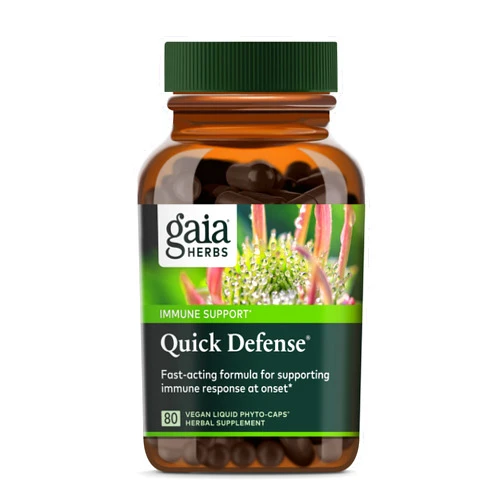 Gaia Herbs Quick Defense - Fast-Acting Immune Support Supplement for Use at Onset of Symptoms - with Echinacea, Black Elderberry, Ginger & Andrographis - 80 Vegan Liquid Phyto-Capsules (8-Day Supply)