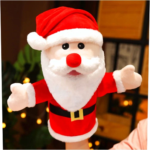 Tiny Heart Santa plush hand puppet, about 9.84inch Santa plush hand puppet interactive plush toy, Birthday children's parent-child interactive early education toys, Christmas, cute role-playing