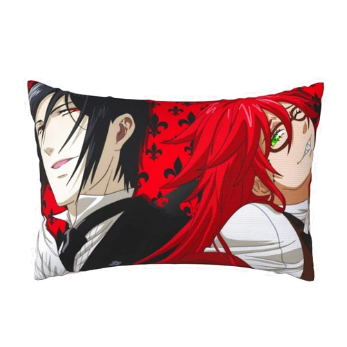 Akkis Black Anime Butler Throw Pillow Rectangular Pillowcase Bedroom Sofa Fashion Decoration Plush Cushion Cover One Size