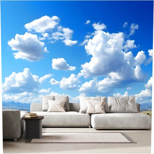 Danhuang Blue Sky and White Clouds Wall Mural 3D Nature Sky Peel and Stick Self-Adhesive Wallpaper for Bedroom Walls,Removable Sticker Home Decor TV Background Large Art Wall Painting,157