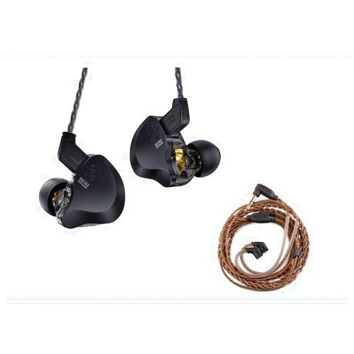 H HIFIHEAR CCZ DC02 in Ear Monitors IEM Earphones Without Microphone and KZ CCA 2PIN IEM Earphone Cable 4 Core High-Purity Copper Twisted IEMs Replacement Cable