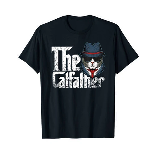 Meow Cat Shirt The Catfather Best Birthday Cat Dad Fathersday Funny Gift T-Shirt
