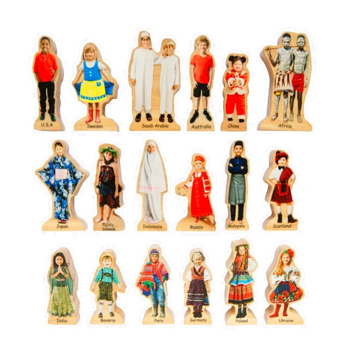 THE FRECKLED FROG People Around the World - Set of 18 - Ages 1+ - Wooden Blocks for Toddlers - Includes People from 18 Countries - Double-Sided