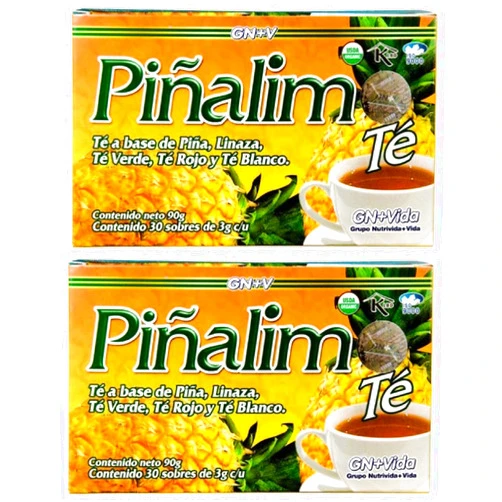 PIÑALIM GN + VIDA Pinalim Tea | Pineapple Based Tea Containing Red Tea, Green Tea, White Tea and Senna Leaf | Twin Pack (2 x 30 Tea Bags)