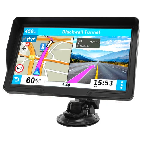 Glaury GPS Navigator for Car Truck RV, 9 inch Touch Screen Latest 2024 Map, Real Voice Spoken Turn-by-Turn Direction Reminding Navigation System for Cars, Vehicle GPS with Speed and Red Light Warning (Black)