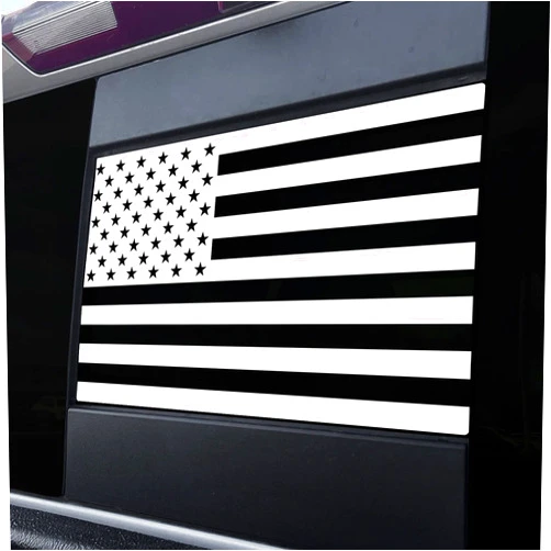 BocaDecals Rear Middle Window American Flag Decal Accessory Compatible with and Fits 2009 & Newer Dodge RAM (White)