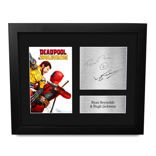 HWC Trading Deadpool and Wolverine Movie Stars Gifts Printed Signed Autograph Picture for Movie Memorabilia Fans - US Letter Framed