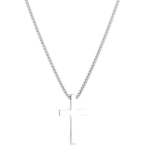 XXMAYSTER Cross Necklace for Men - Stainless Steel Silver/Gold Plain Cross Pendant Necklace Simple Jewelry Gifts, 18-24 Inch Box Chain 3mm Width with Gift Box