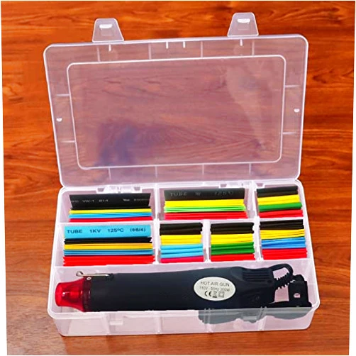 Rocsuk Heat Shrink Tubing Kit + Mini Heat Gun for Shrink Tubing - 328pcs 2:1 Wire Shrink Wrap Tubing + 300W Heat Shrink Gun with Storage Box - for Shrink Wraping,Wire and Cable Repair,Insulation Protector