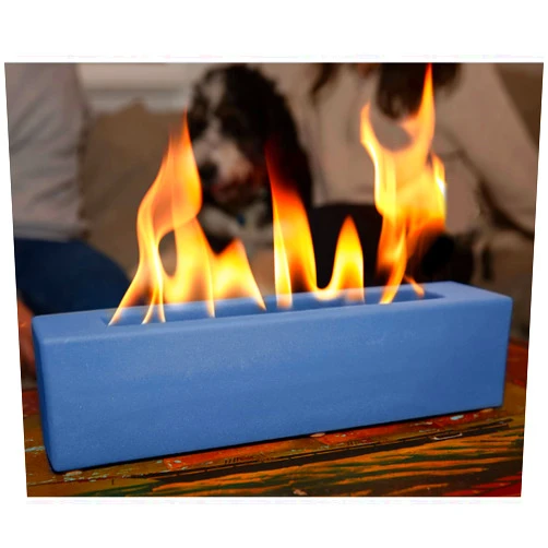 Radiate - Large Indoor Campfire - 75 Minutes of Burn Time - 16” Reusable Long Fire Pit for Rainy Days - Tabletop Decor - Clean Burning (Blue)