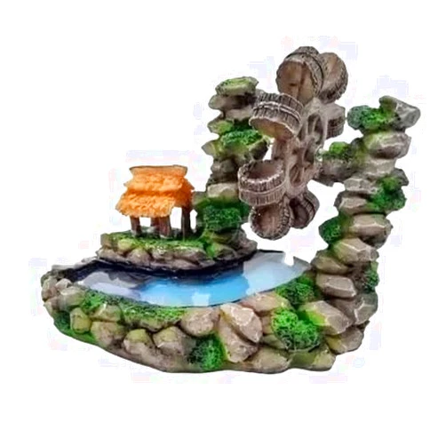 AKVLPGQK Resin Windmill Air Pick Up Pump Aquarium Fish Tank Ornament Can Turn The Water Wheel Suitable for Fish Tank Ornament Decoration Landscap Decorative(F6)
