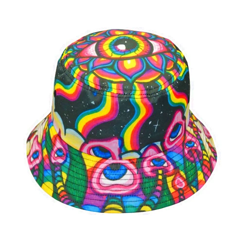 YongColer Psychedelic Mushroom Trippy Hippie Alien Bucket Hat, Fisherman Hats Summer Outdoor Packable Cap Travel Beach Sun Hat