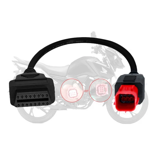 AMHTDOL Obd2 Adapter Cable for Guzzi Kawasaki Suzuki Motorcycle 6 Pin OBD Diagnostic Cable,for Yamaha KTM 6 Pin Obd1 to Obd2 Adapter Connector,Fits CAN Bus and K-Line,Work with OBD 1 Code Reader