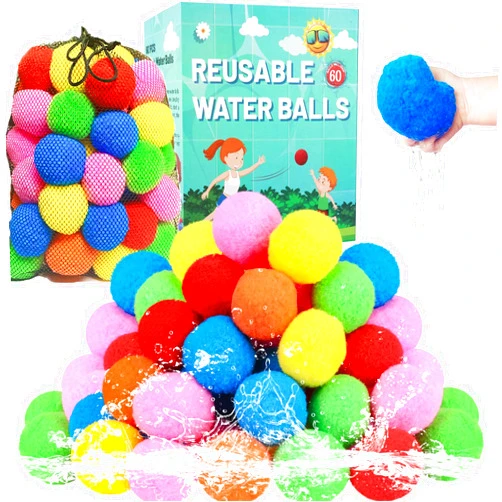 BEFANS 60 Pcs Reusable Water Balls, Reusable Water Balloons for Outdoor Toys and Games, Water Toys for Kids and Adults Boys and Girls - Summer Toys Ball for Pool and Backyard Fun