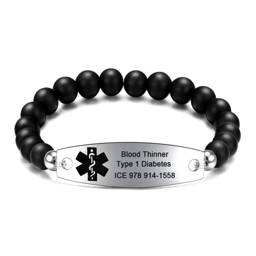 JF.JEWELRY Medical Alert Bracelets for Women Men | Personalized Custom Medical ID Bracelet Beaded Link Medical Bracelet (5.5-8.5 Inches, Size Optional)