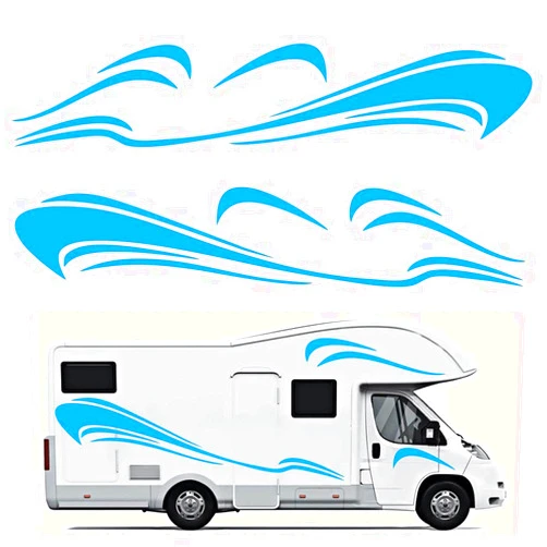MIOLOE 6 PCS RV Stickers Decals, Motorhome Large Stripe Stickers Body Side Door Panel Bumper Graphics Sticker Car Styling Vinyl Decoration Decals for Camper, RV, Trailer (Blue)