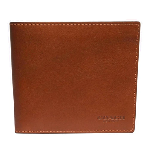 Coach Slim Bifold in Sport Calf, Saddle, One Size