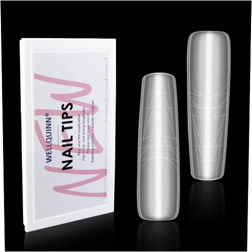 WELLQUINN XXL Square Nails with Guidelines 300pcs Pre-shape Gel Acrylic Nail Tips Full Cover Extra Long Square Press on Nails for Nail Extension Home DIY Nail Salon 15 Sizes