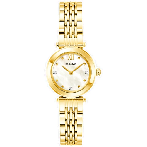 Bulova Ladies Classic Mini 2-Hand Quartz Watch, Diamond, Stainless Steel, Mother-of-Pearl Dial, 24.5mm