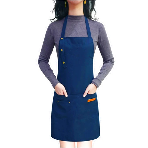 KALEPU Aprons for Women Men with Pockets and Adjustable Straps, Canvas Cotton Cooking Kitchen Chef Bib Apron Waterproof Black