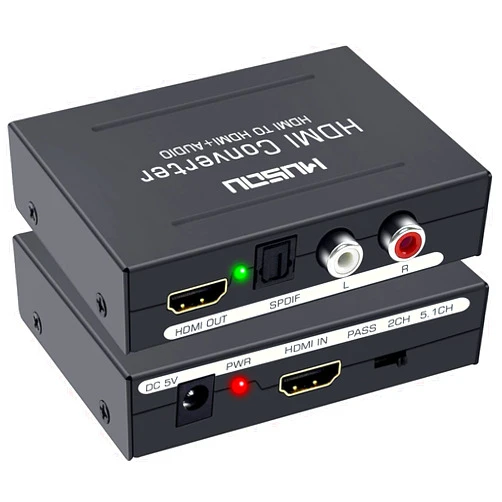 Hdiwousp HDMI Audio Extractor,HDMI Audio Converter for HDMI to HDMI Optical Audio +RCA(L/R) Stereo Analog Outputs Video Audio Splitter