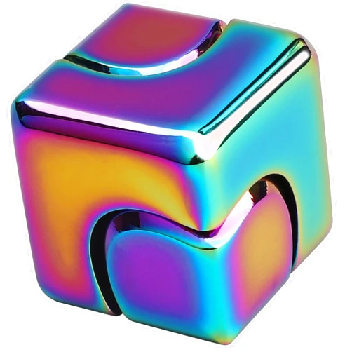 Umnodobn Infinity Gear Fidget Cube Spinner for Kid Adult, Transformable Spinning Top Metallic Fidget Toys for Anti-Anxiety Stress Relief Autism Finger Hand Spinner, 2-in-1 Cube Toy for Desk Office Classroom