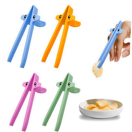 DWEHSHIELD 4 PCS Finger Chopsticks for Gamers - Snack Grabber & Chip Helper Tool - Cute Wheat Straw Office Snack Chopsticks - Reusable Non-Slip Gaming Snacking Solution