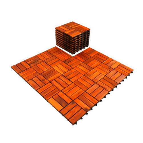 YAMAZING 12”x12” Solid Wood Interlocking Flooring Tiles (Pack of 9), Acacia Hardwood Deck Tiles, Floor Tiles for Both Indoor & Outdoor Use, Waterproof All Weather (9 Sq Ft)