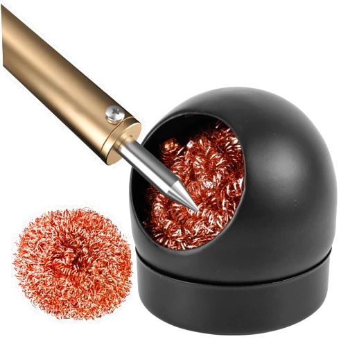 PEUTIER Soldering Iron Tip Cleaner, Solder Tip Cleaner Brass Sponge And Steel Wire Cleaning Ball Quick Cleaning Tools Solder Tip Brush Tip Tinner Accessories (Black)