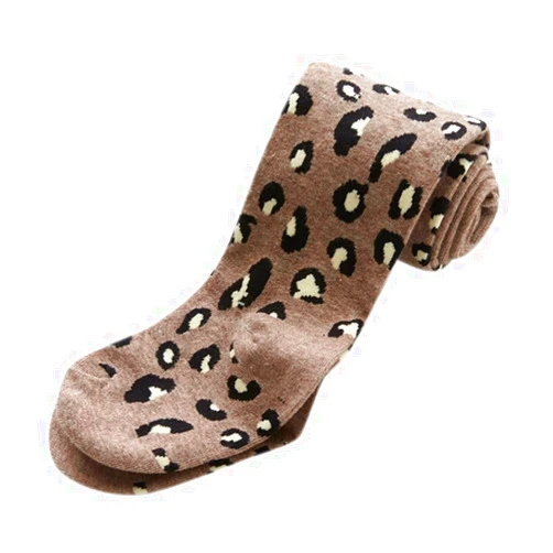 Patgoal Ruipunuosi Baby Girls Leopard Tights Thick Knit Leggings Stockings Cotton Pantyhose Kids Toddlers Socks Trousers 2-9T, Coffee, M / 4-7Y