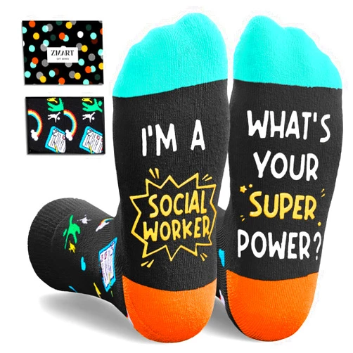 Zmart Social Worker Socks for Women Men, Social Worker Gifts, Volunteer Appreciation Gifts School Social Worker Gifts For Office