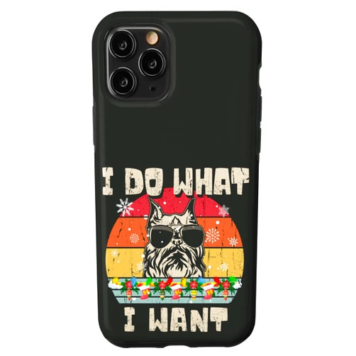 I Do What I Want Brussels Griffon Retro Christmas iPhone 11 Pro I Do What I Want Brussels Griffon Retro Christmas Style Case