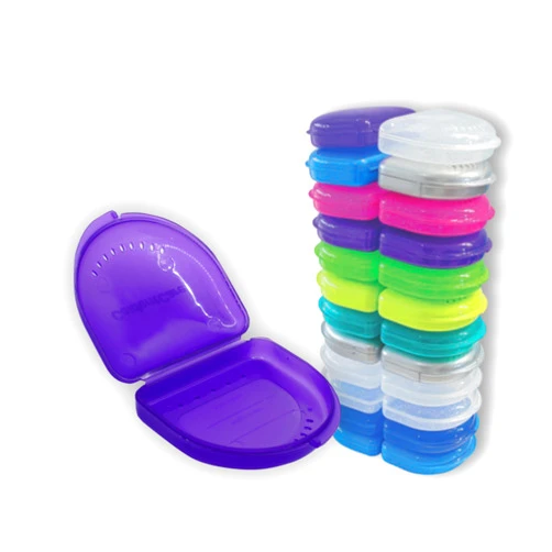 ColdentCare Orthodontic Retainer single slim with Vent Holes Assorted pack of 24, Retainer Case, Denture Case, Durable & Similar Mouth Guard Case, Tight Snap Lock, Easy to Use