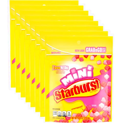 STARBURST FaveREDS Minis Fruit Chews Candy, 8 ounce (Pack of 8)