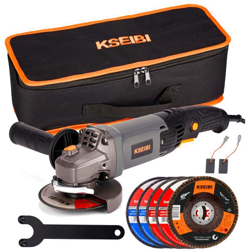 KSEIBI 711943K Angle Grinder Tool - 4 1/2 inch, 950W, 8Amps, 11000RPM, Corded Power Tools Long Handle with 7/8