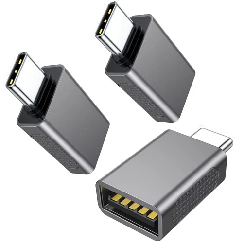 AuviPal 10Gbps USB C to USB 3.1 Adapter (3 Pack), USB Type C Male to USB A Female, Thunderbolt 4/3 to USB Converter for iPhone 15, MacBook, iMac, iPad and More Type C Devices - Space Gray