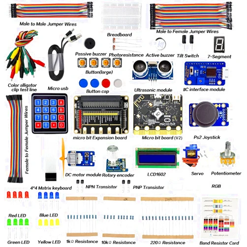 Adeept BBC Micro:bit Starter Kit | Include Microbit Controller V2 | Electronic microbit Starter Kit for Micro:bit with 31 Projects Tutorial Book PDF
