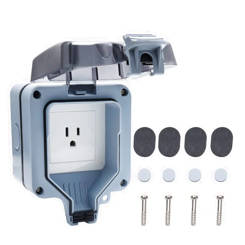 STARELO 15Amp Single Outdoor Socket Waterproof Socket, Wall Power Socket, IP66 125V 1group Switch Socket Cover, Outdoor Weatherproof Wall Plug Socket Box (1 Gang Switched Socket)