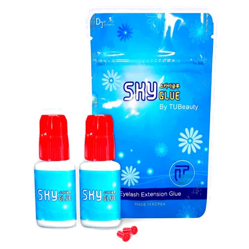 TUBeauty 2 Bottles Sky Glue S+ for Eyelash Extension 5ml - Powerful Strong Professional Black Bonding Adhesive for Lash Extensions / 1-2s Fast Drying / 6-8 Weeks Lasting time TUBeauty