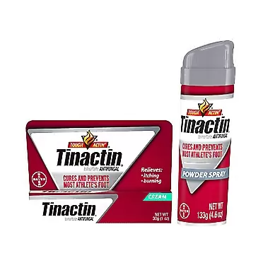 Tinactin Athletes Foot Powder Spray and Cream Bundle 1 ea