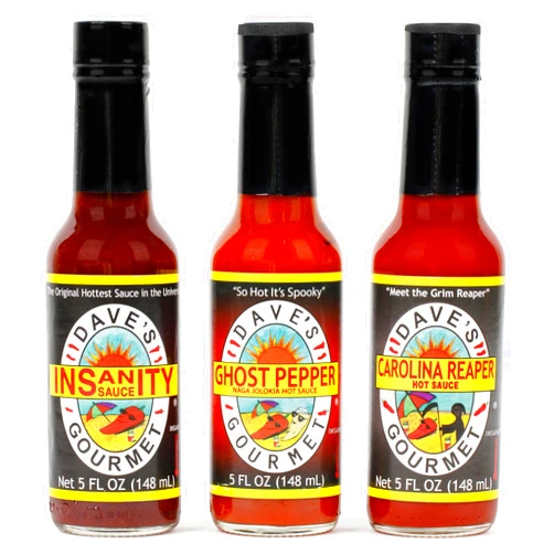 Dave's Gourmet Super Spicy Hot Sauce 5oz 3-Pk (Insanity, Ghost + Carolina Reaper)