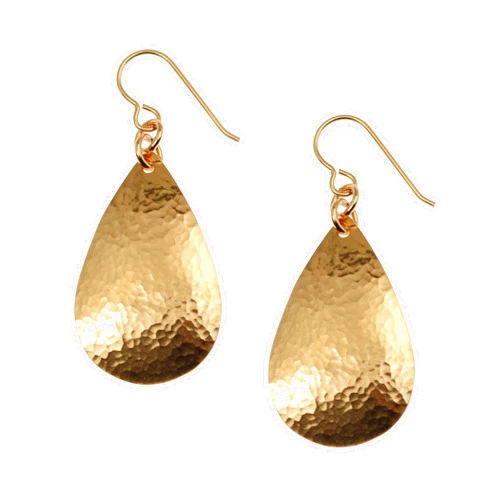 John S. Brana Small Hammered Bronze Teardrop Earrings