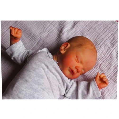 Zero Pam Sleeping Reborn Baby Doll Lifelike Newborn Baby Boy Doll with Closed Eyes 18 Inches Realistic Silicone Vinyl Preemie Doll with Clothes Sets Unisex Toys for Kids 3+
