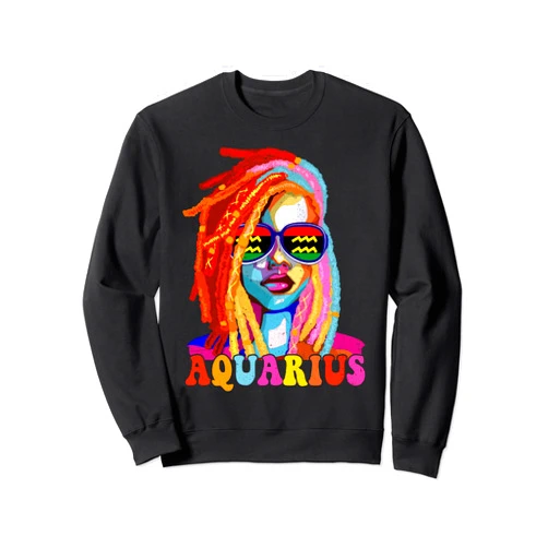 African American Loc'd Women Girls Zodiac Tee Aquarius Queen African American Loc'd Women Zodiac Sign Sweatshirt
