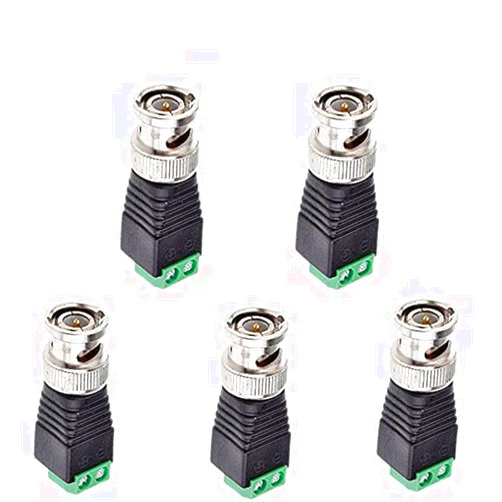 HKBTM bnc Connector DC BNC Male Female Connector Coax CAT5 Video Balun Adapter Plug for Led Strip Lights CCTV Camera Accessories (5pcs BNC Male)