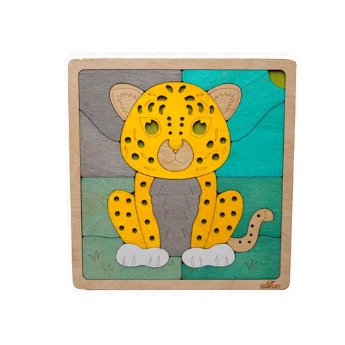 Ekoplay Amur Leopard Wooden Puzzle | 20 Pieces Jigsaw Puzzle | Endangered Animals for Kids 3 Years and Above
