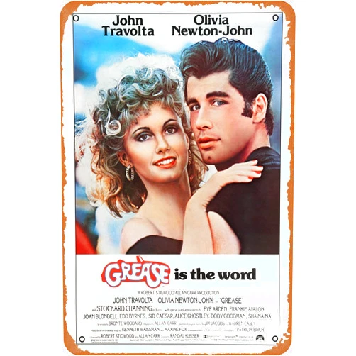 QIAN&XII Grease Movie Poster Retro Metal Sign Vintage Tin Sign for Cafe Bar Man Cave Office Garage Home Wall Decor 12 X 8 inch