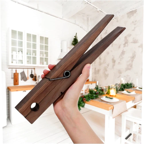 Honeydak 12 Inches Giant Clothespin with Adhesive Jumbo Wooden Clothespins Large Clothes Pin Towel Holder Wooden Clothes Clips Gift for DIY Craft Winter Spring Christmas Farmhouse Nursery Bathroom Laundry Room